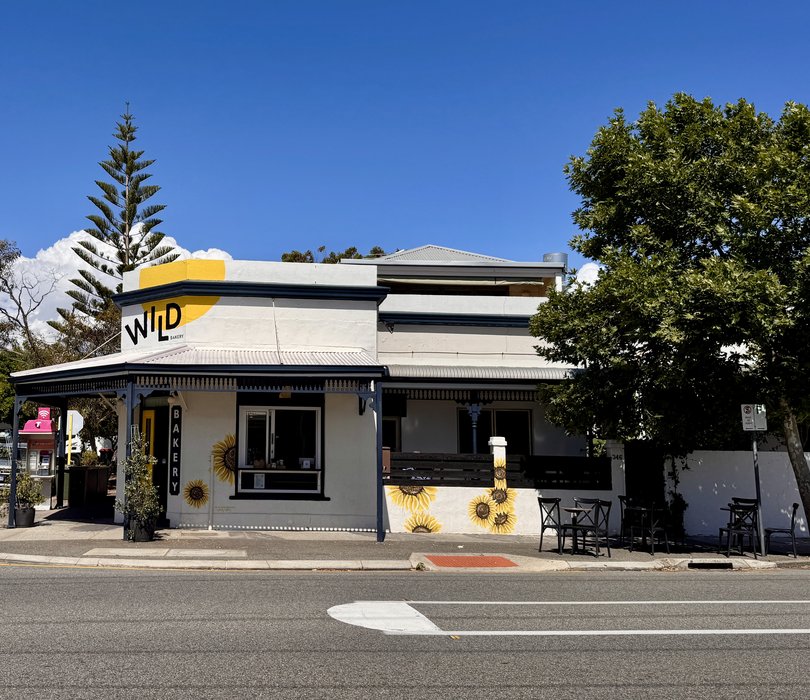 The sunny exterior of Wild Bakery in South Terrace.