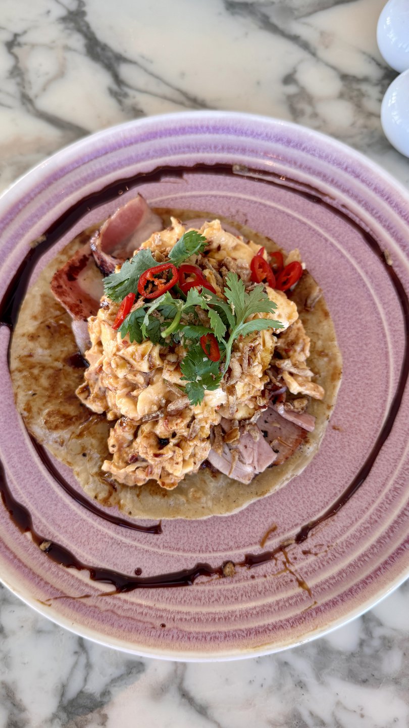 Chilli scrambled eggs on roti at The Storehouse restaurant and bar at the Vibe Hotel Subiaco.