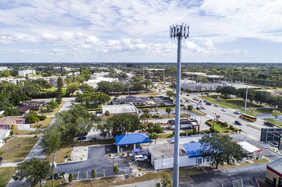 Florida, Bradenton, Cortez Road, aerial view and cell phone tower