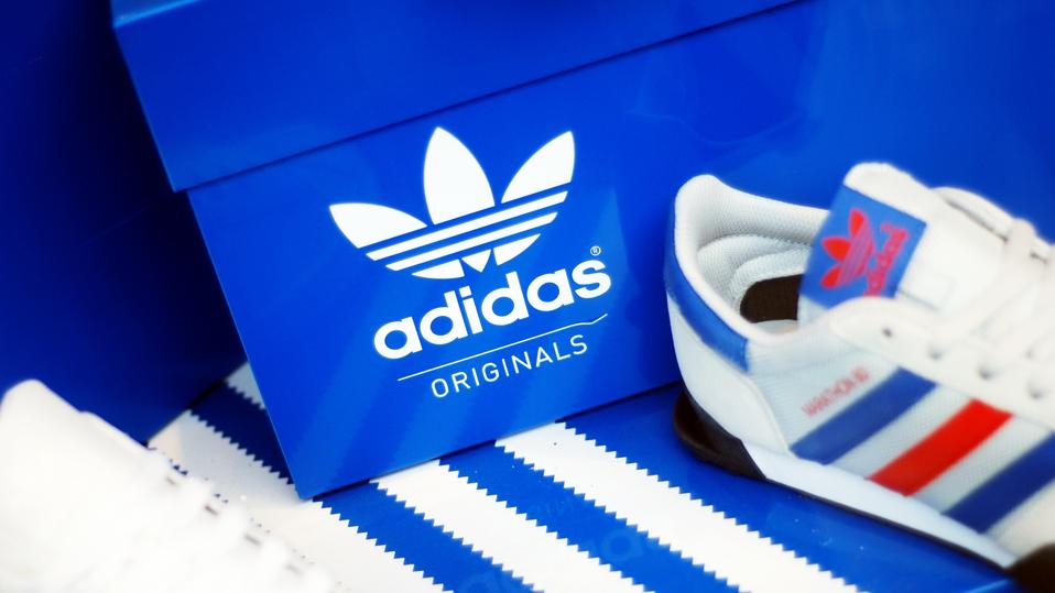 Adidas shoes in store window