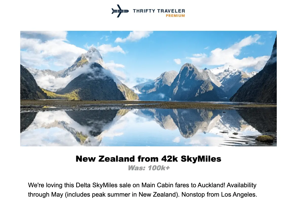 Delta SkyMiles deal to New Zealand