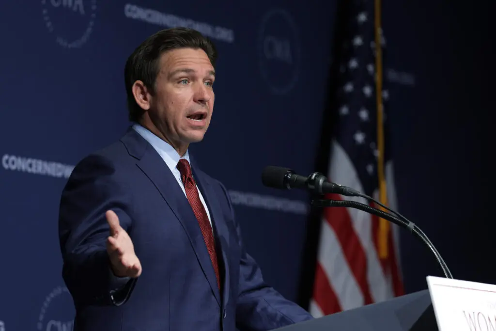 Republican U.S. presidential candidate and Florida Gov. Ron DeSantis addresses the Concerned Women for America Legislative Action Committee (CWALAC) on September 15, 2023 in Washington, DC