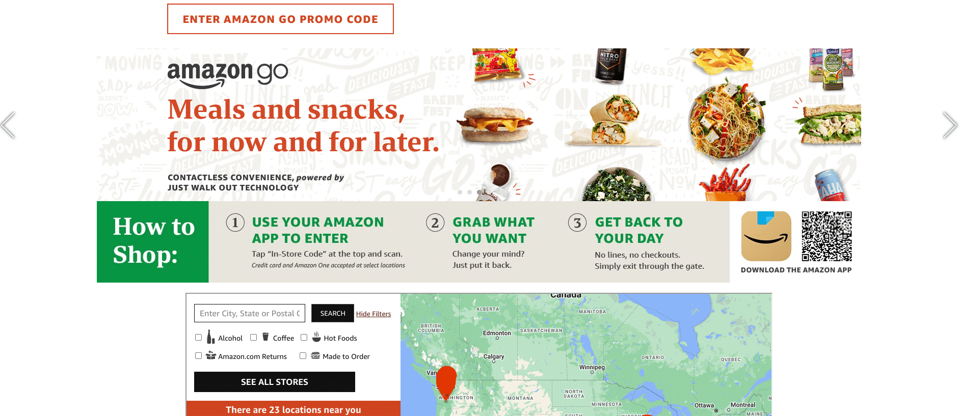 Amazon Go store page