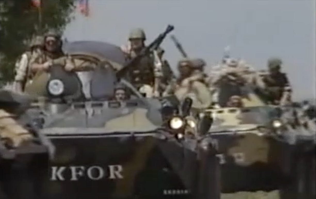 Russian forces on the road to Pristina