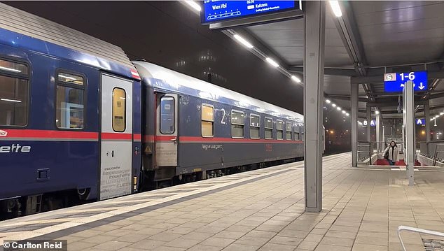 Carlton Reid travelled in a six-person couchette cabin on the Nightjet sleeper service from Brussels to Munich (above)