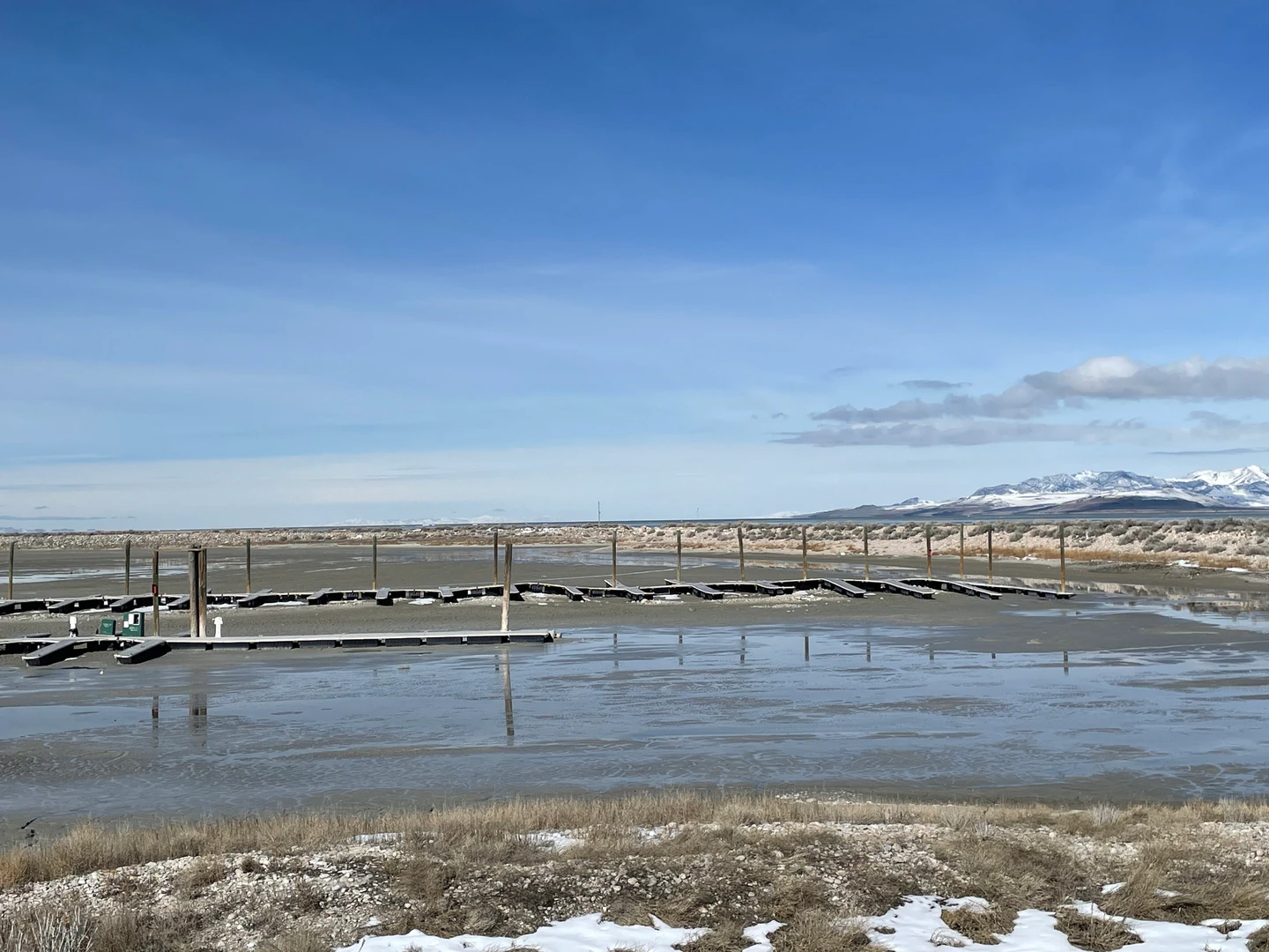 A dried harbor at Antelope Island in the Great Salt Lake in Utah, on March 2.
