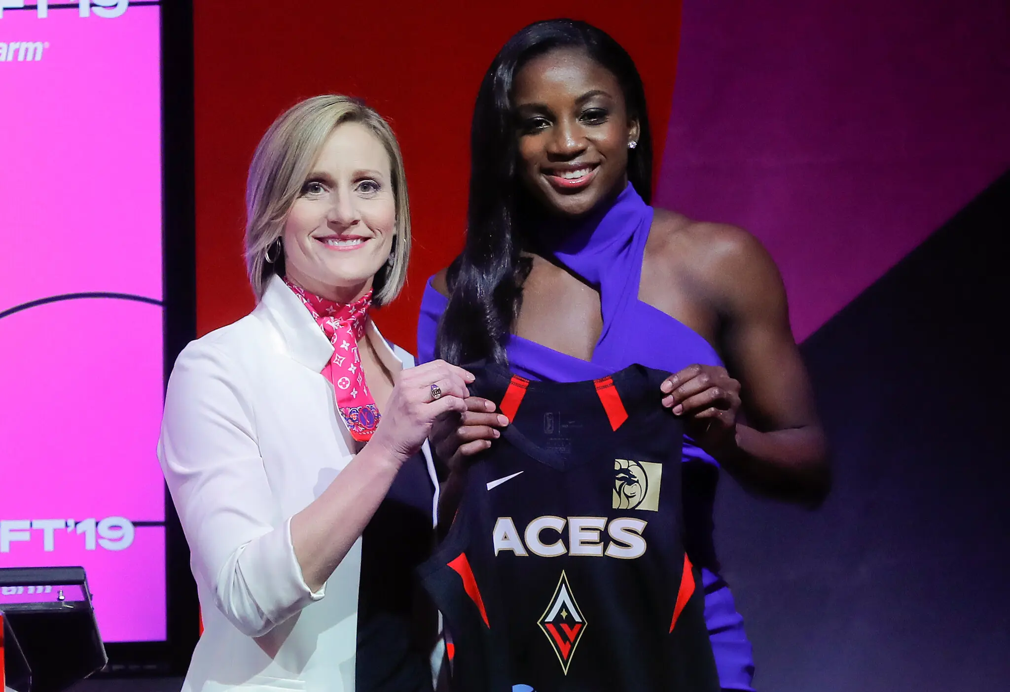 Young, right, finished her college career just three days before the Las Vegas Aces drafted her No. 1 overall in 2019.