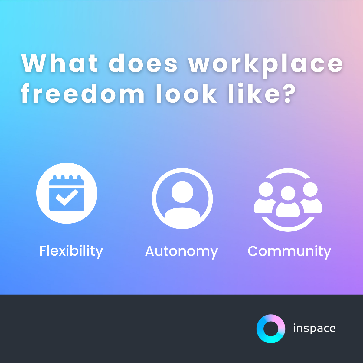 workplace freedom graphic - flexibility autonomy community