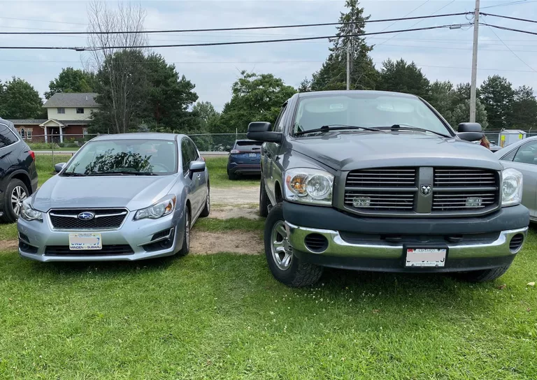 Pickup truck, with our little Subaru for scale. Lloyd Alter