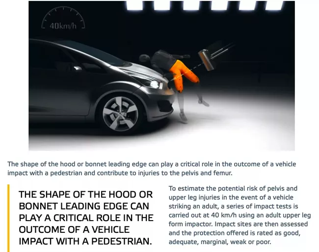 Low hood is safer for people