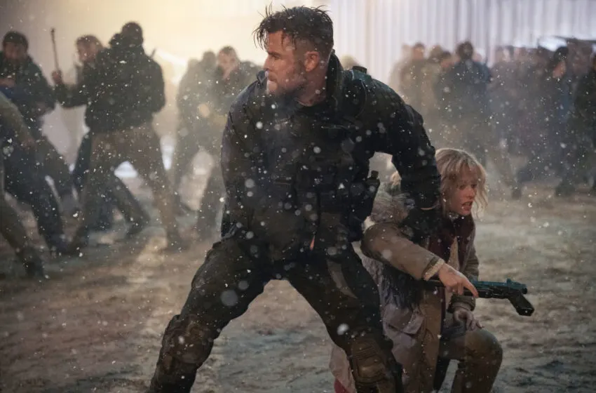 Extraction 2. (L-R) Chris Hemsworth as Tyler Rake and Tinatin Dalakishvili as Ketevan&nbsp;in Extraction 2. Cr. Jasin Boland/Netflix © 2023