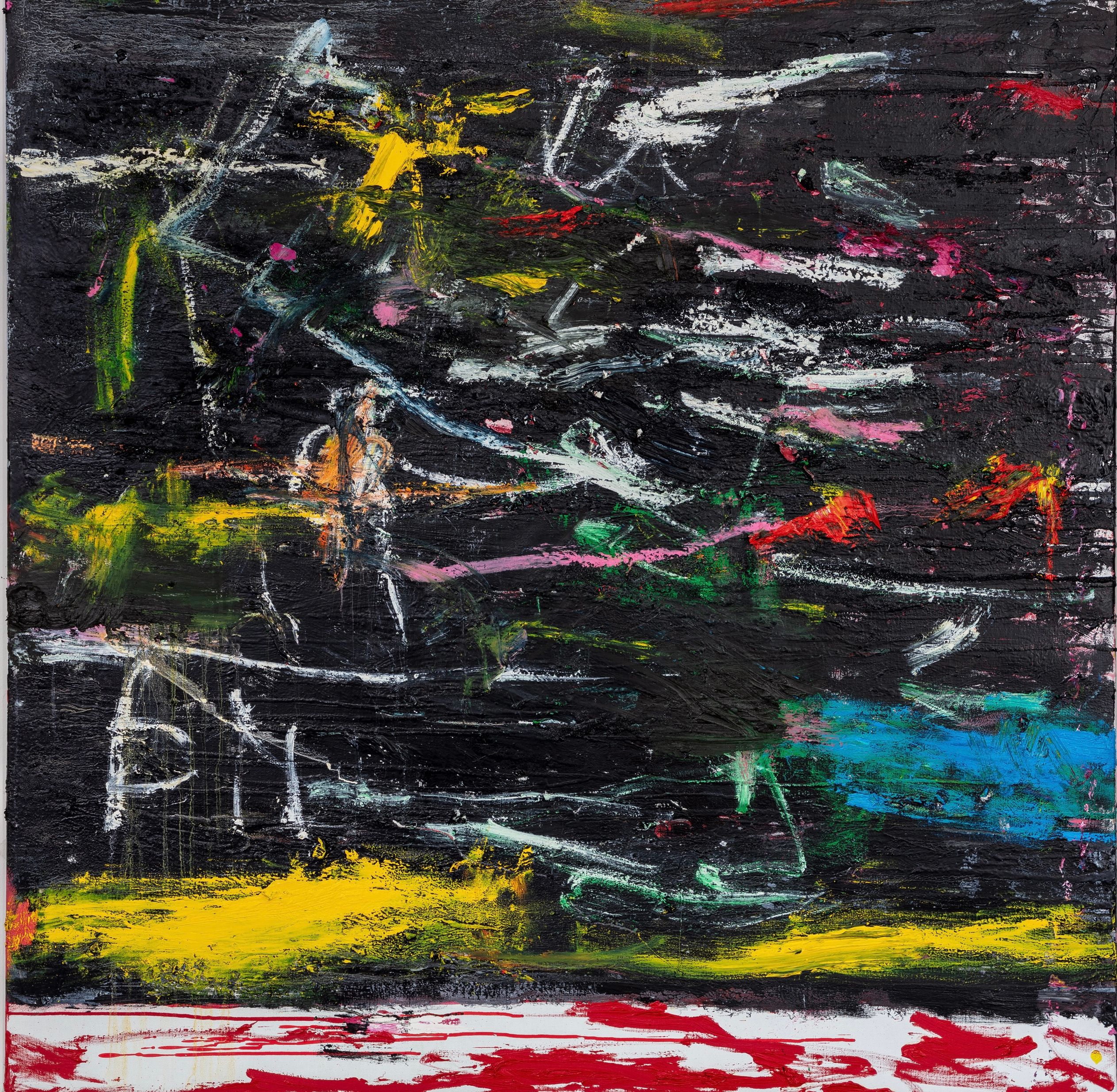 Electric. oil/linen 122x122cms