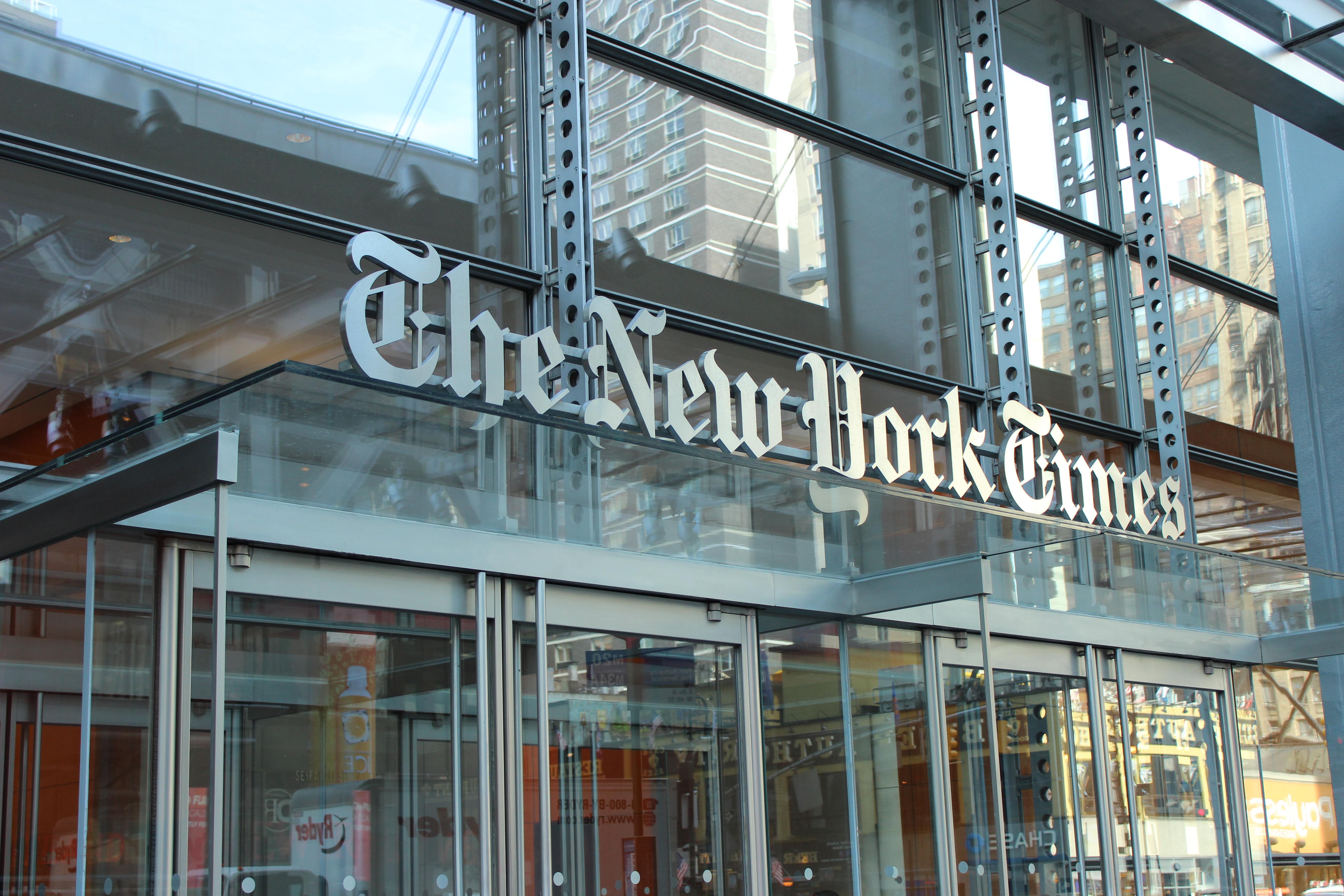 New York Times building logo, photo by Rani Molla
