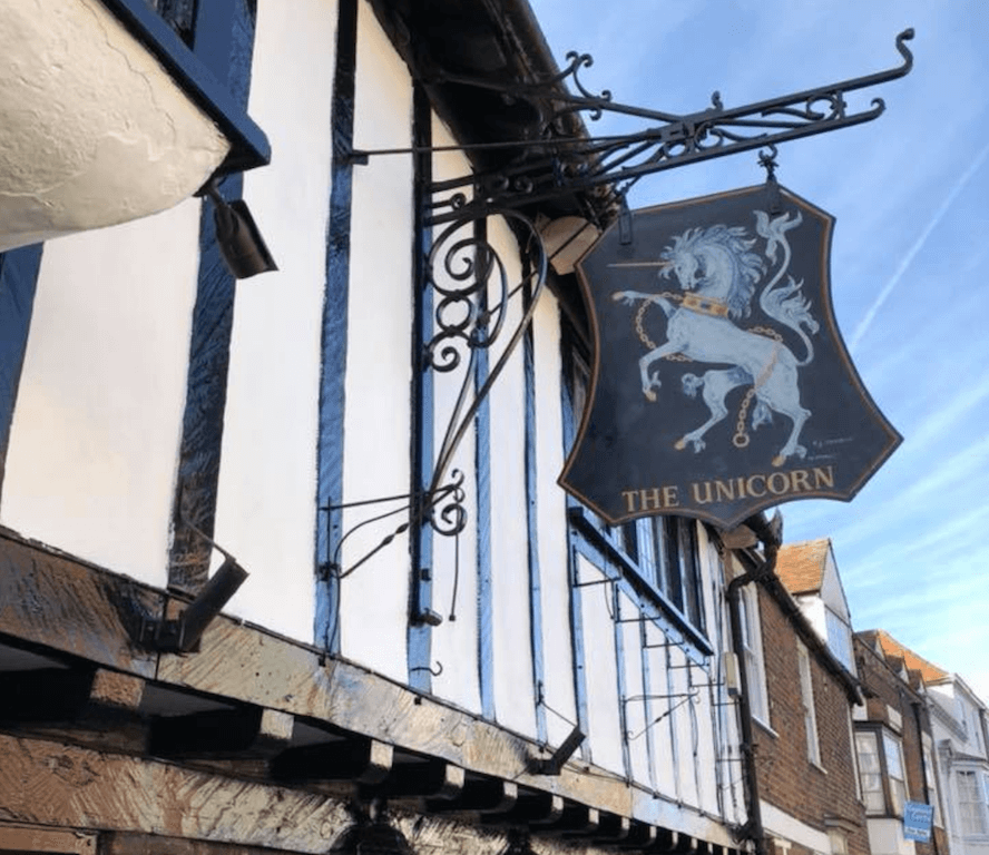 canterbury england kent uk The Unicorn Inn pub restaurant beer wine food dogs allowed outside seating garden good authentic english cuisine