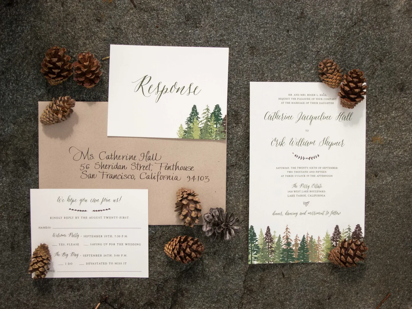 tahoe-wedding-with-pine-trees-painted-on-forest-inspired-invitation-suite