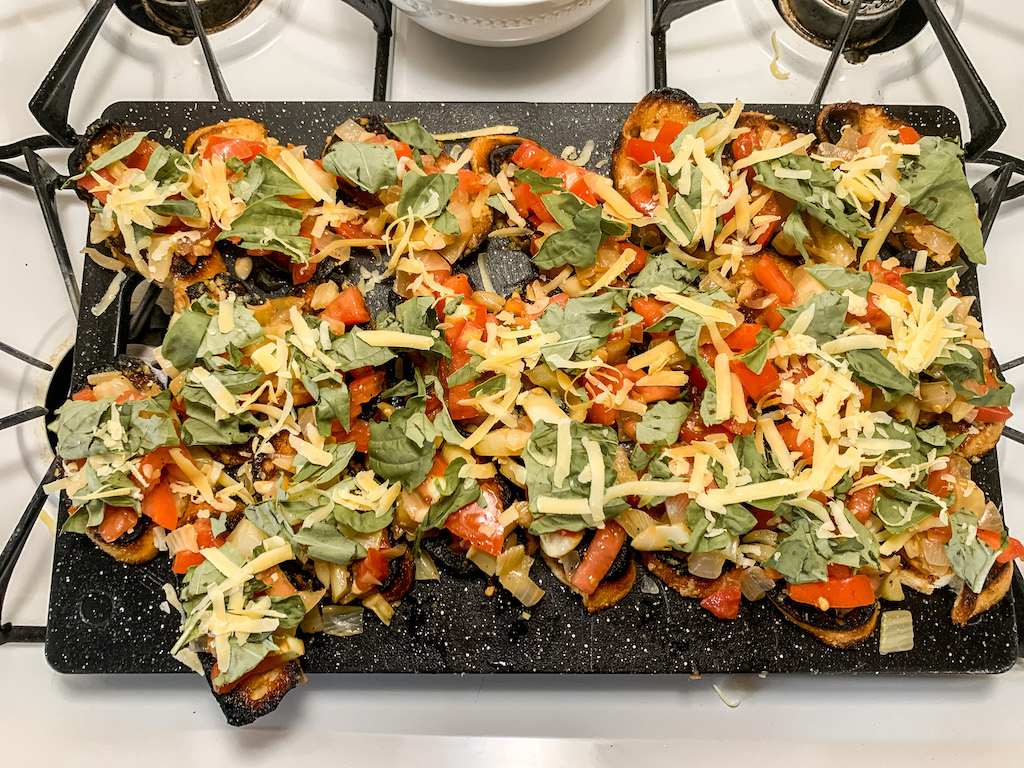 bruschetta recipe italian food crostini delicious snack tomatoes cheese baguette