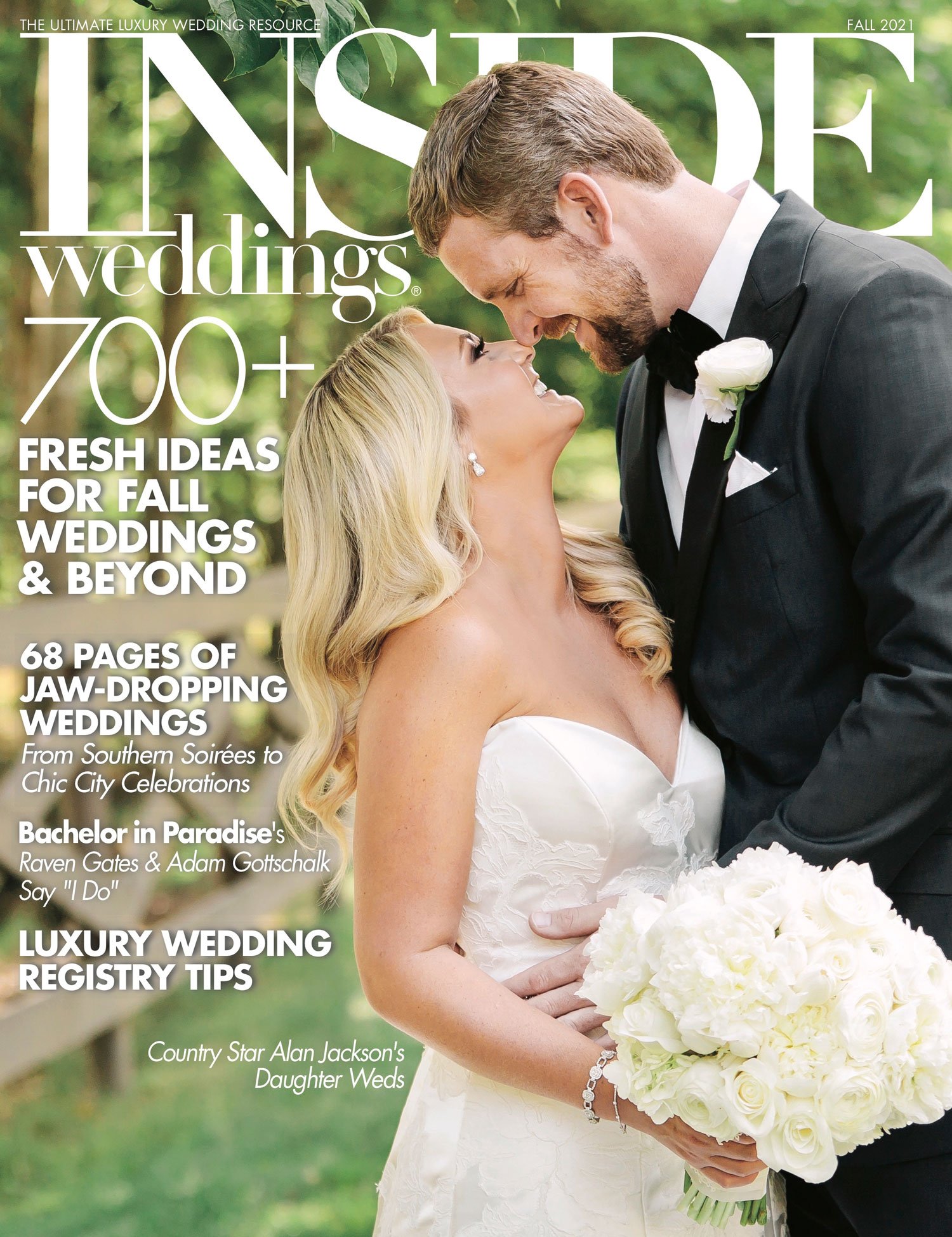 inside weddings magazine fall 2021 issue cover alan jackson's daughter ali jackson