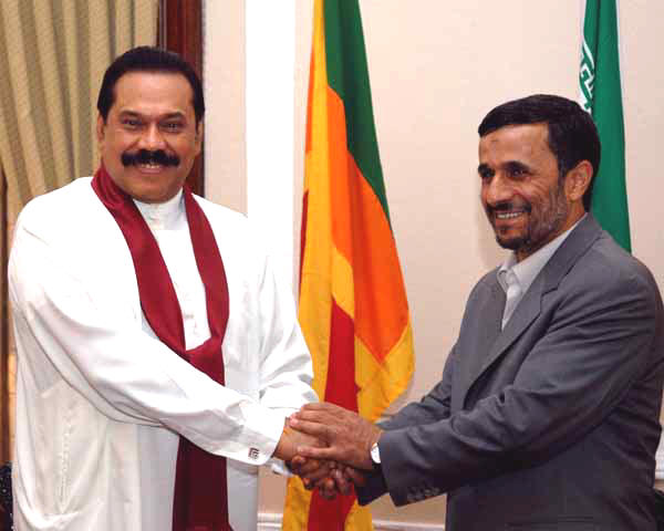 President Rajapaksa with Iranian President Dr. Mahmoud Ahmadinejad, 29 April 2008