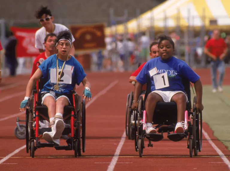 Special Olympics wheelchair race