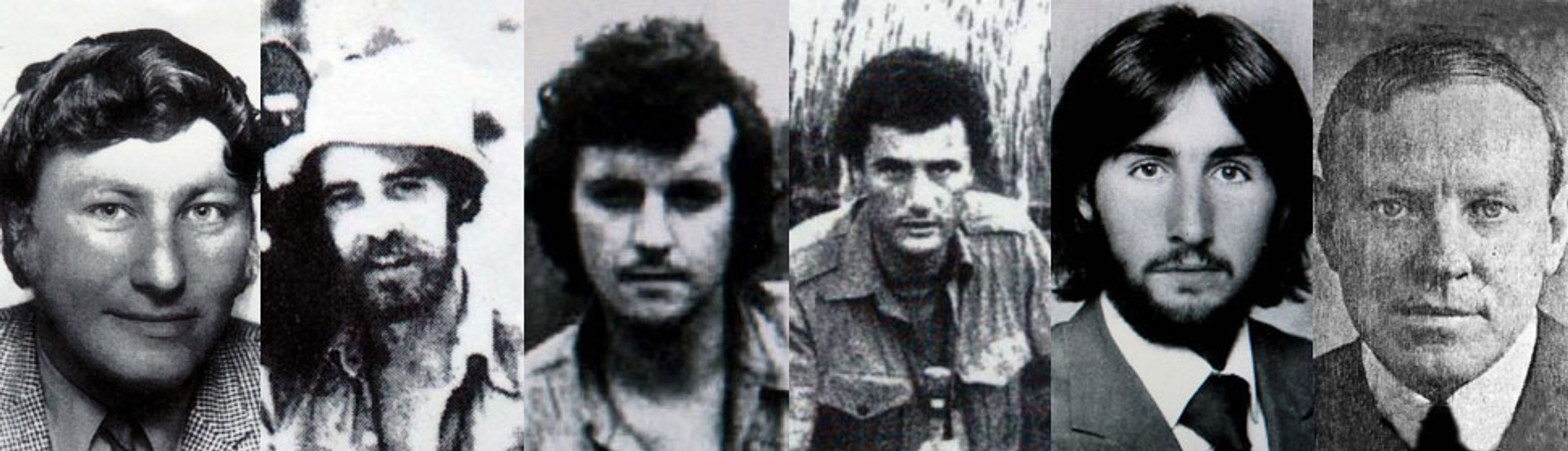 The six Australian journalists killed in East Timor in 1975: Gary Cunningham, Brian Peters, Malcolm Rennie, Greg Shackleton, Tony Stewart and Roger East.
