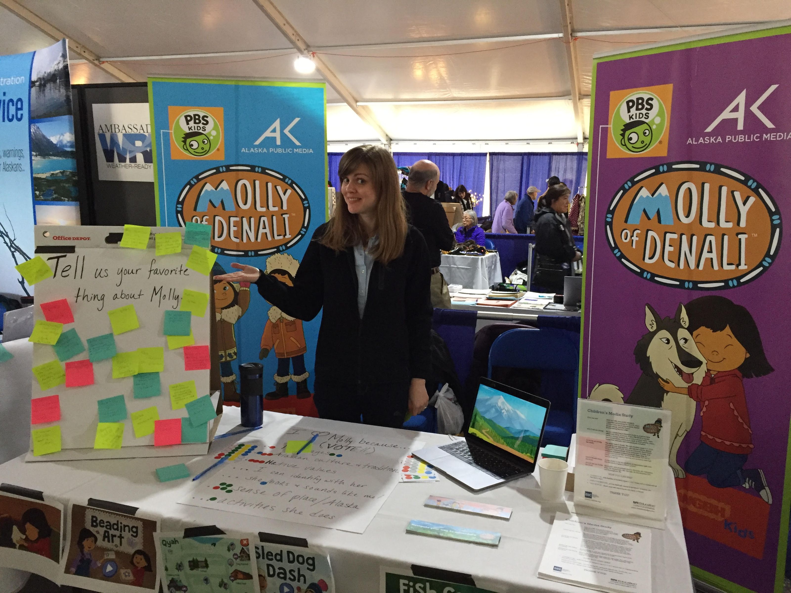 Asking participants at the Alaska Federation of Natives convention their favorite thing about Molly. We used responses to improve our study interview protocol.