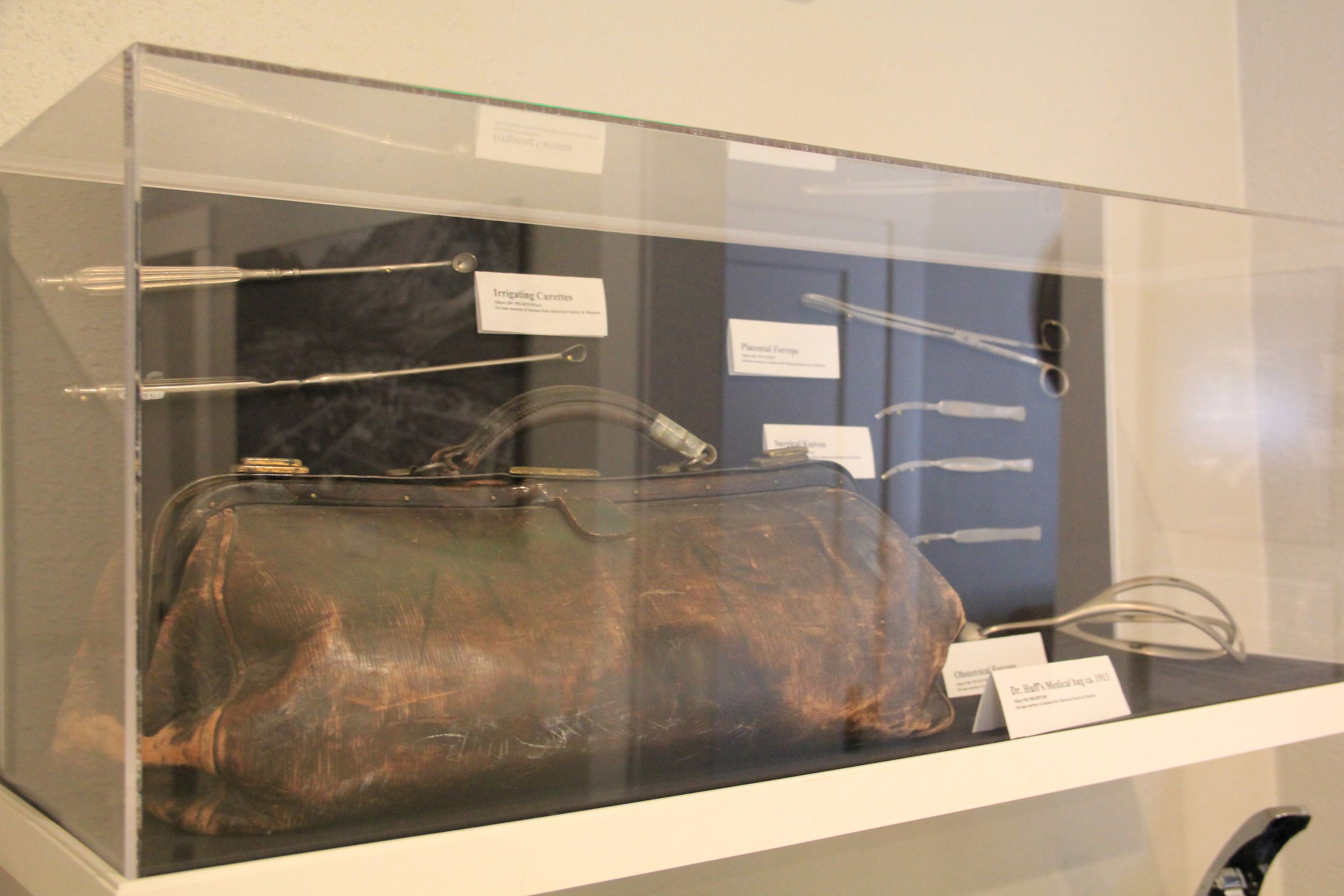 Dr. Huff's original medical bag still kept in Huff House where he lived.