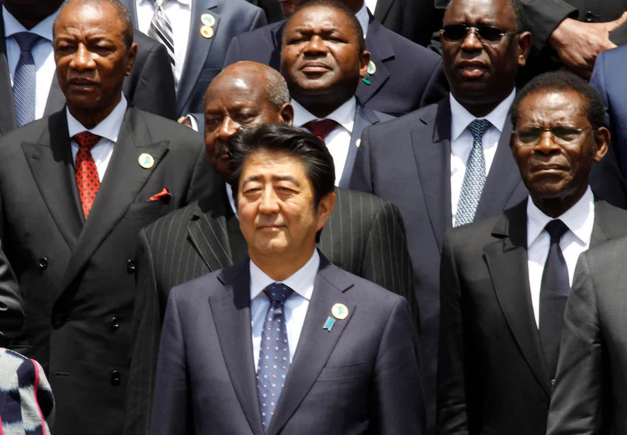 Japanese Prime Minister Shinzo Abe, center, meets with African leaders in Nairobi in 2016 to discuss trade and investments in infrastructure.